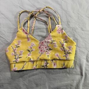 Purple Pixies Kids Yellow Floral Cherry Blossom Strappy Back Dance Top Size CM
